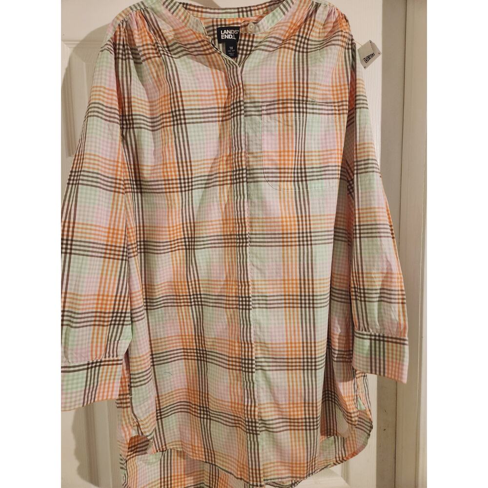 Lands End Womens Button-Up Long Sleeve Blouse 1X